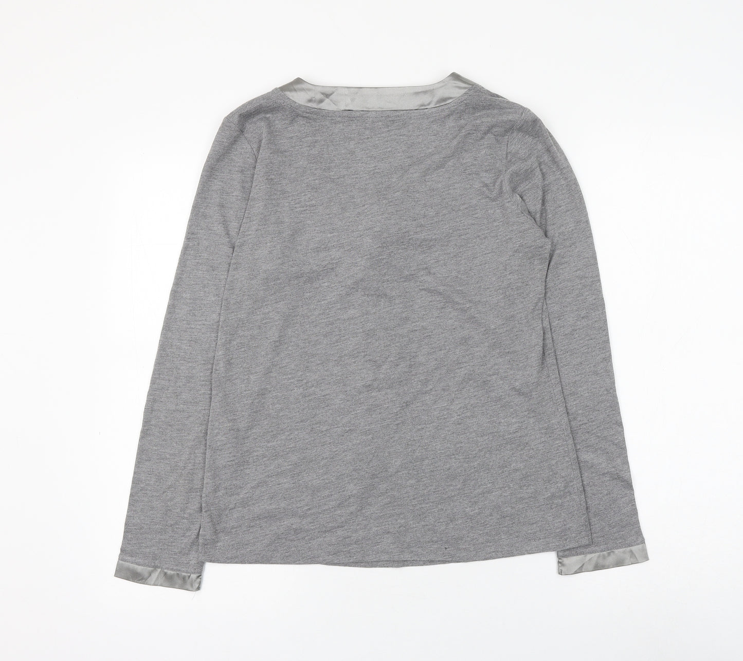 Marks and Spencer Womens Grey Polyester Basic Blouse Size 12 Scoop Neck