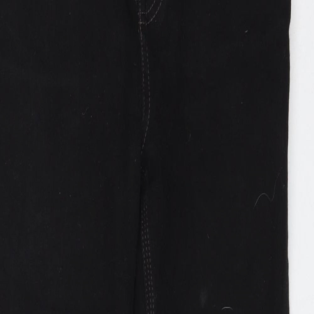 Marks and Spencer Womens Black Cotton Straight Jeans Size 10 L28 in Regular Zip