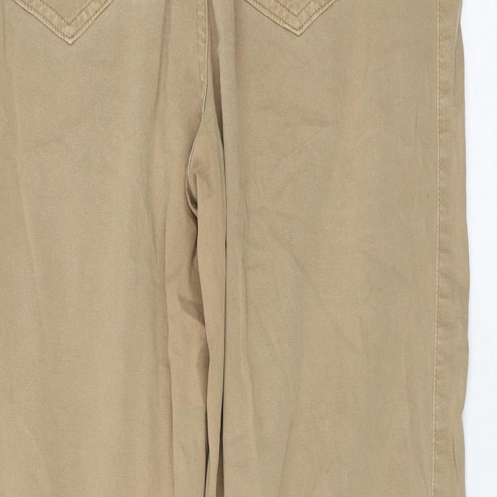 Marks and Spencer Womens Brown Cotton Trousers Size 10 L26 in Regular Drawstring