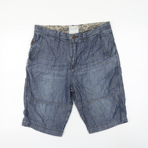 Mantaray Womens Blue Cotton Bermuda Shorts Size 36 in L11 in Regular Zip