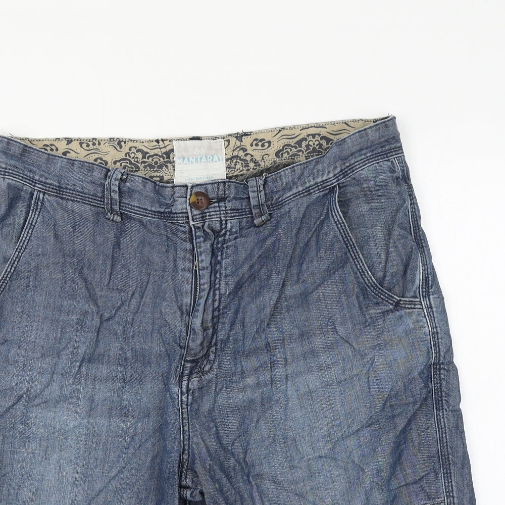 Mantaray Womens Blue Cotton Bermuda Shorts Size 36 in L11 in Regular Zip