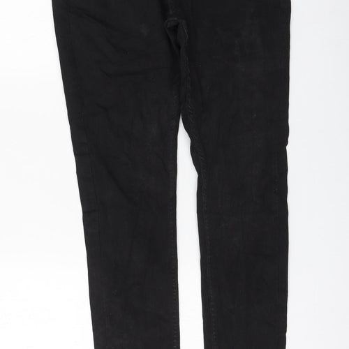 Brave Soul Womens Black Cotton Skinny Jeans Size 34 in L38 in Regular Zip