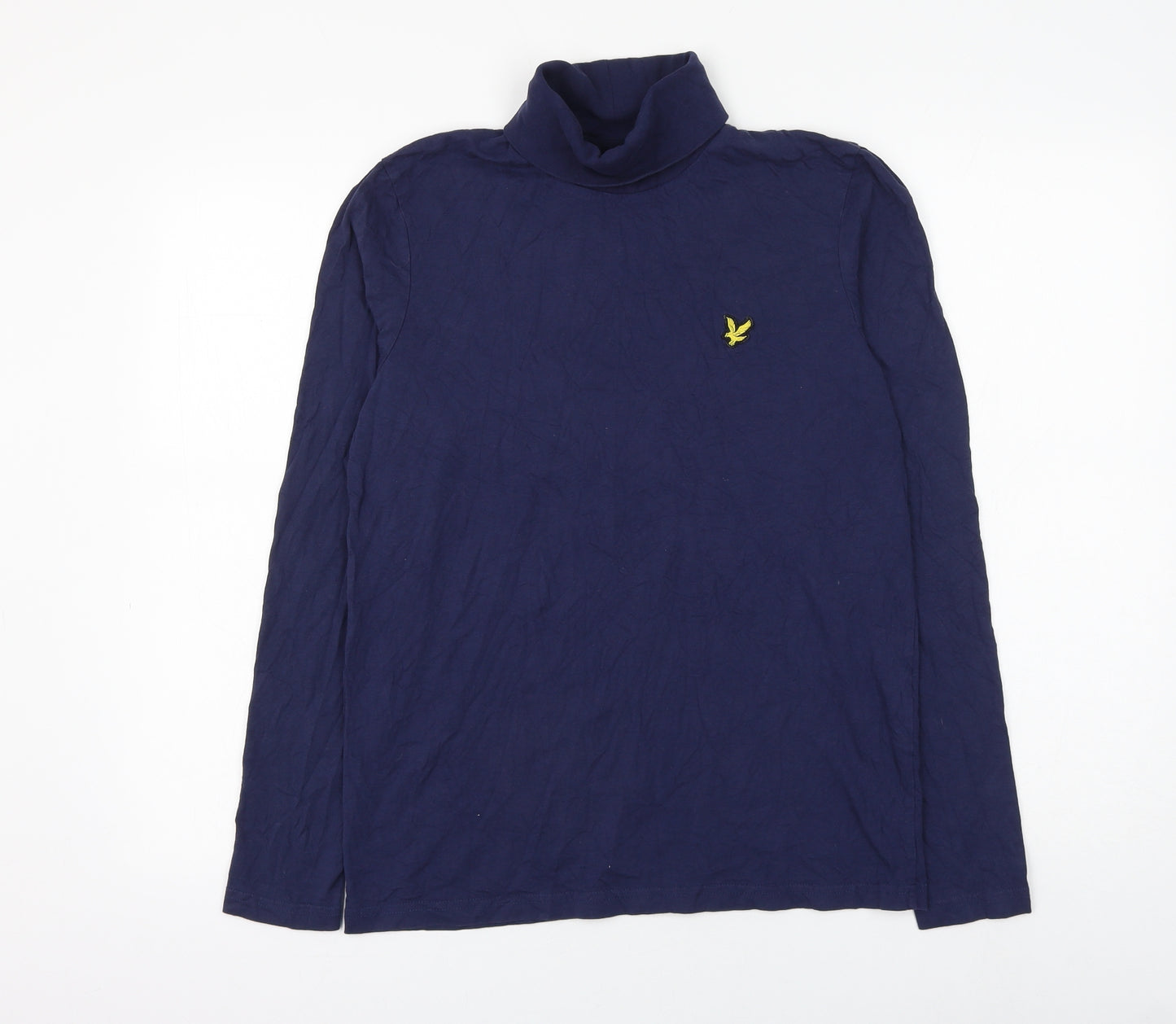 Lyle & Scott Mens Blue Cotton T-Shirt Size S Roll Neck