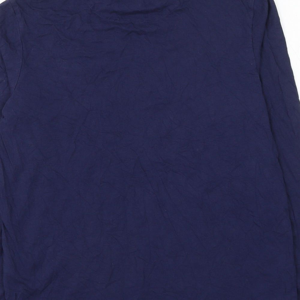 Lyle & Scott Mens Blue Cotton T-Shirt Size S Roll Neck