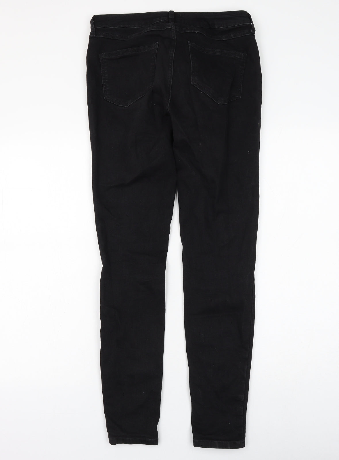 Primark Womens Black Cotton Skinny Jeans Size 14 L28 in Regular Zip
