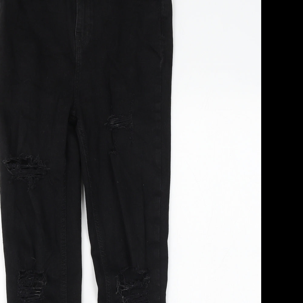 Primark Womens Black Cotton Skinny Jeans Size 14 L28 in Regular Zip