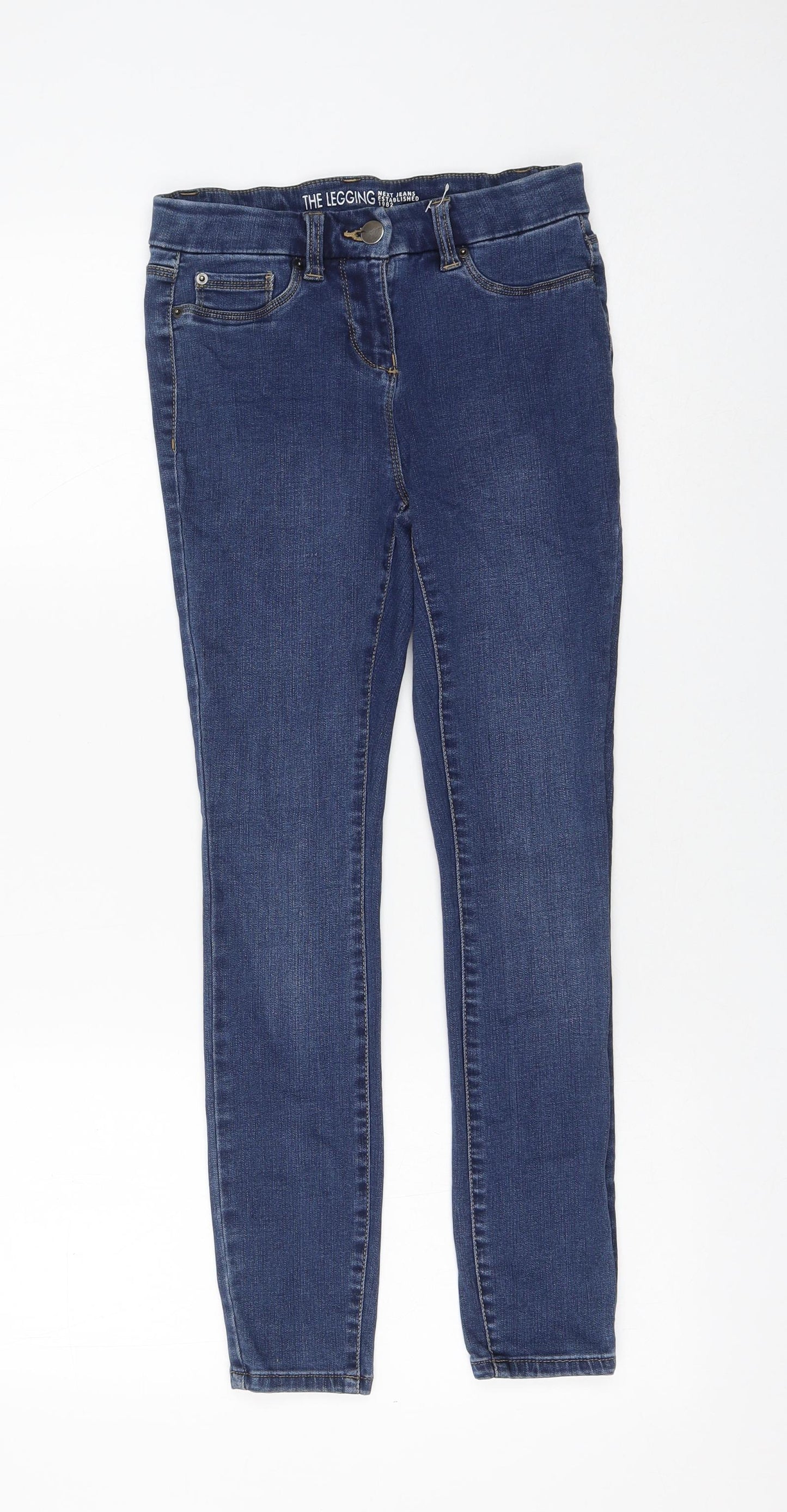 NEXT Womens Blue Cotton Skinny Jeans Size 8 L25 in Regular Zip