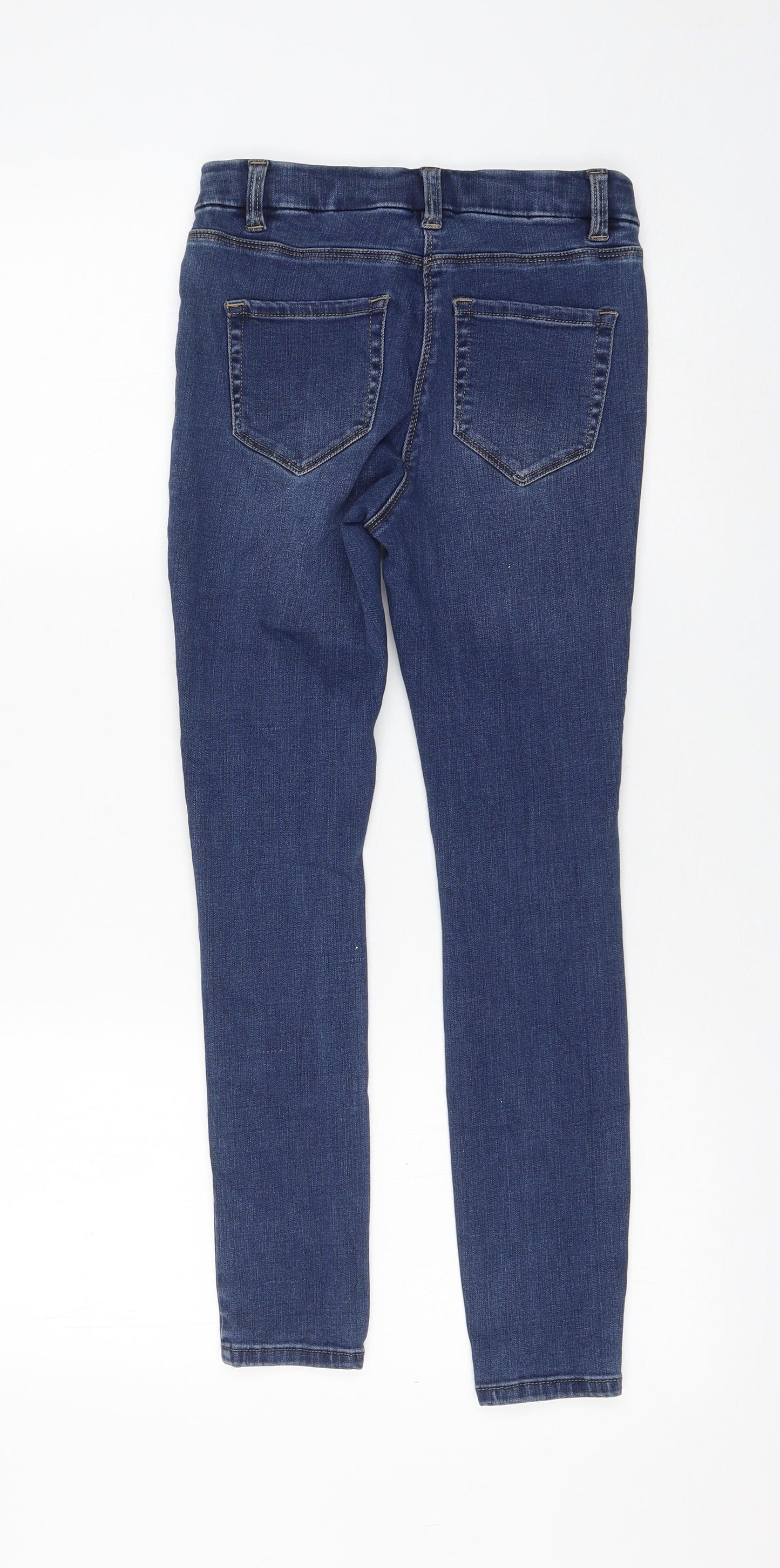 NEXT Womens Blue Cotton Skinny Jeans Size 8 L25 in Regular Zip