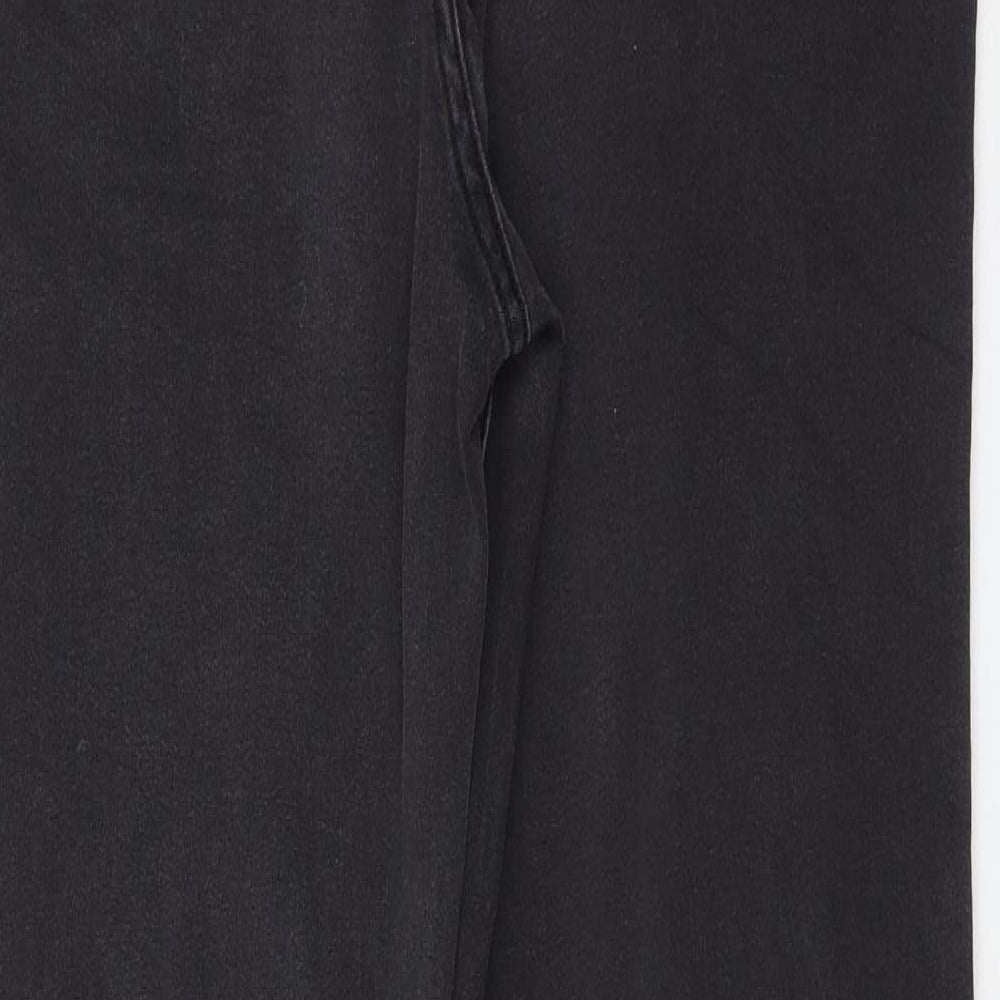 Marks and Spencer Womens Black Cotton Straight Jeans Size 14 L28 in Regular Zip