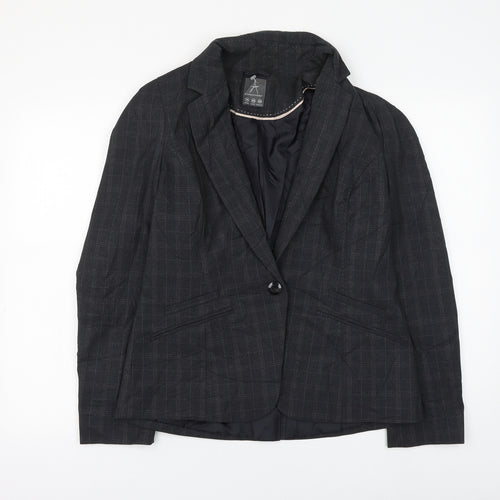 Atmosphere Womens Grey Check Jacket Blazer Size 14 Button