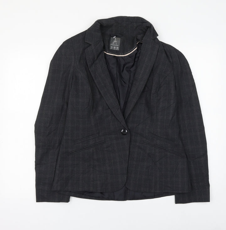 Atmosphere Womens Grey Check Jacket Blazer Size 14 Button
