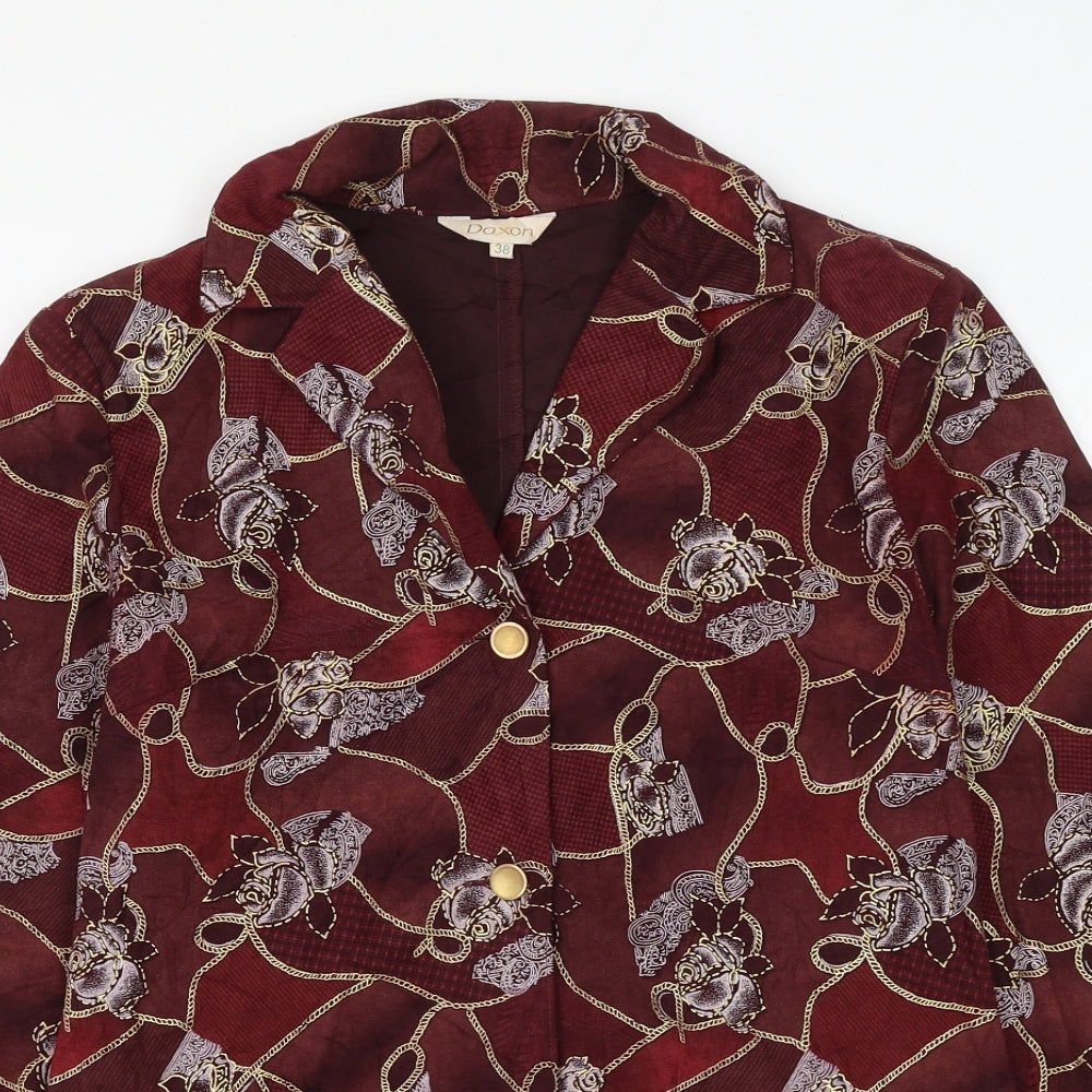 Daxon Womens Red Floral Jacket Blazer Size 12 Button