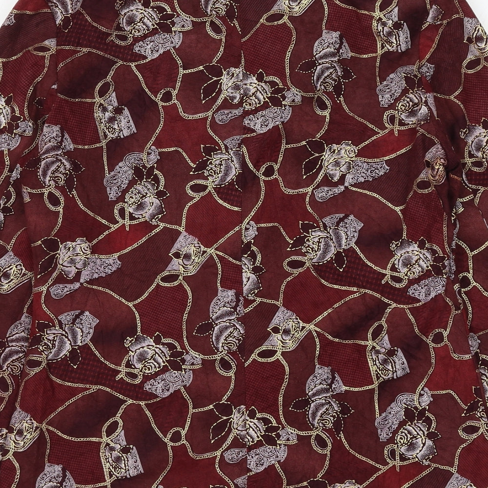 Daxon Womens Red Floral Jacket Blazer Size 12 Button