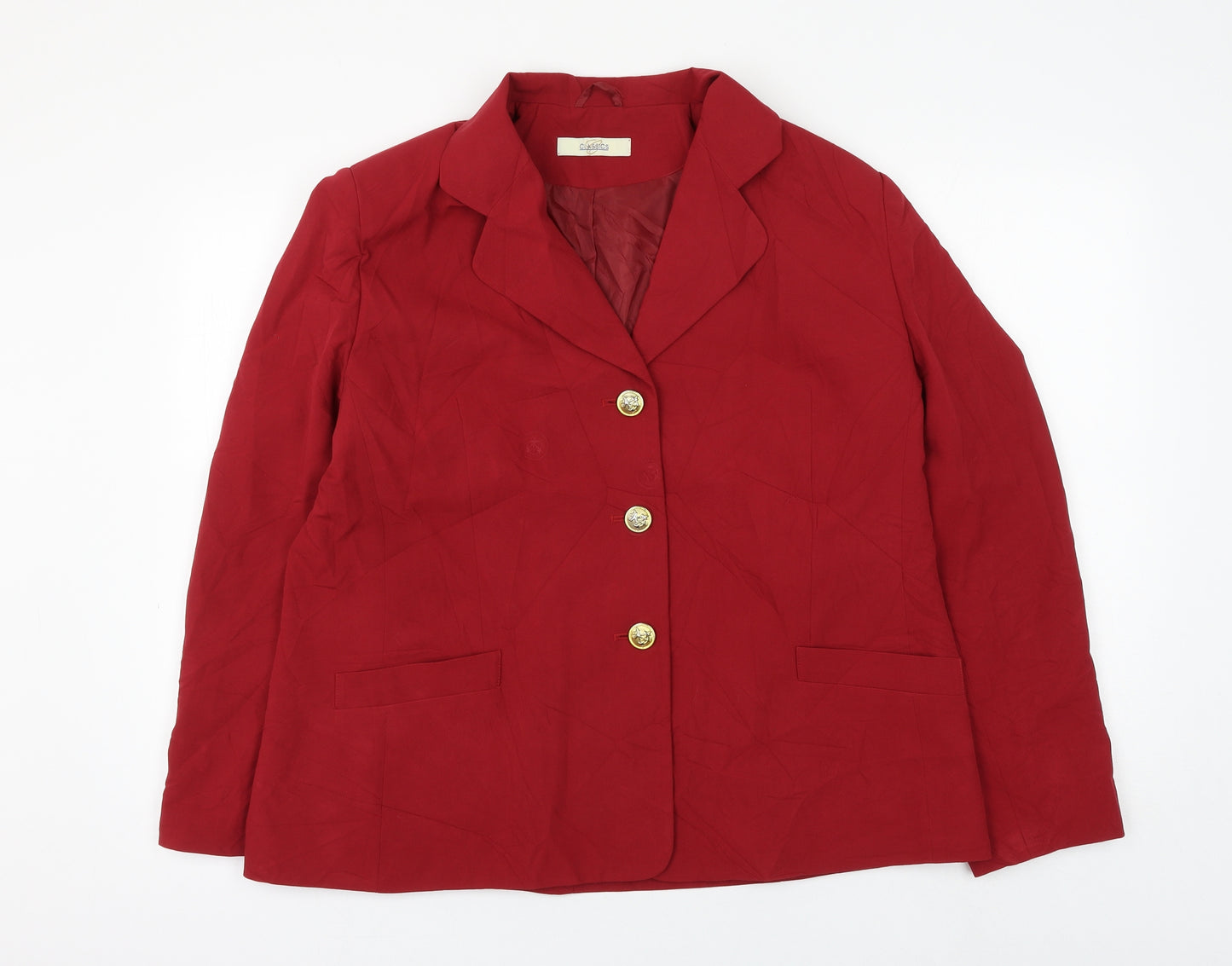 Classics Womens Red Jacket Blazer Size 18 Button