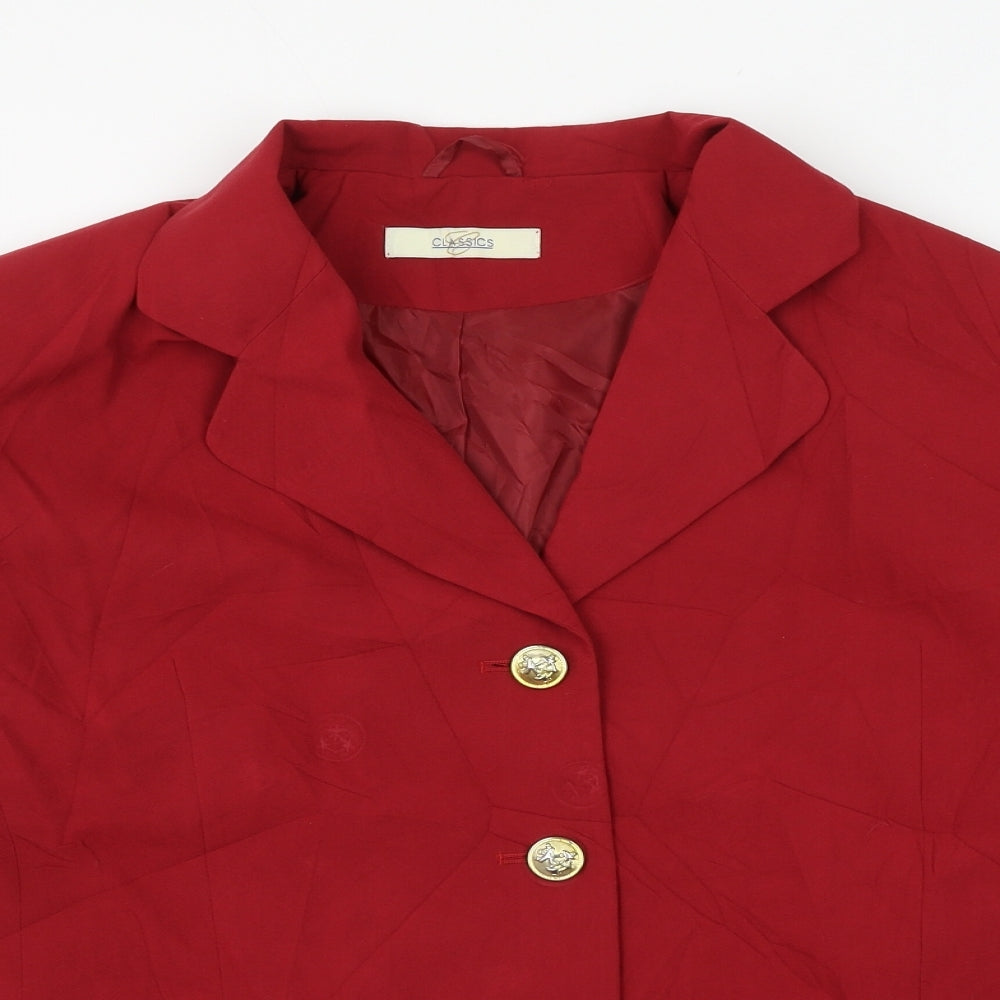 Classics Womens Red Jacket Blazer Size 18 Button