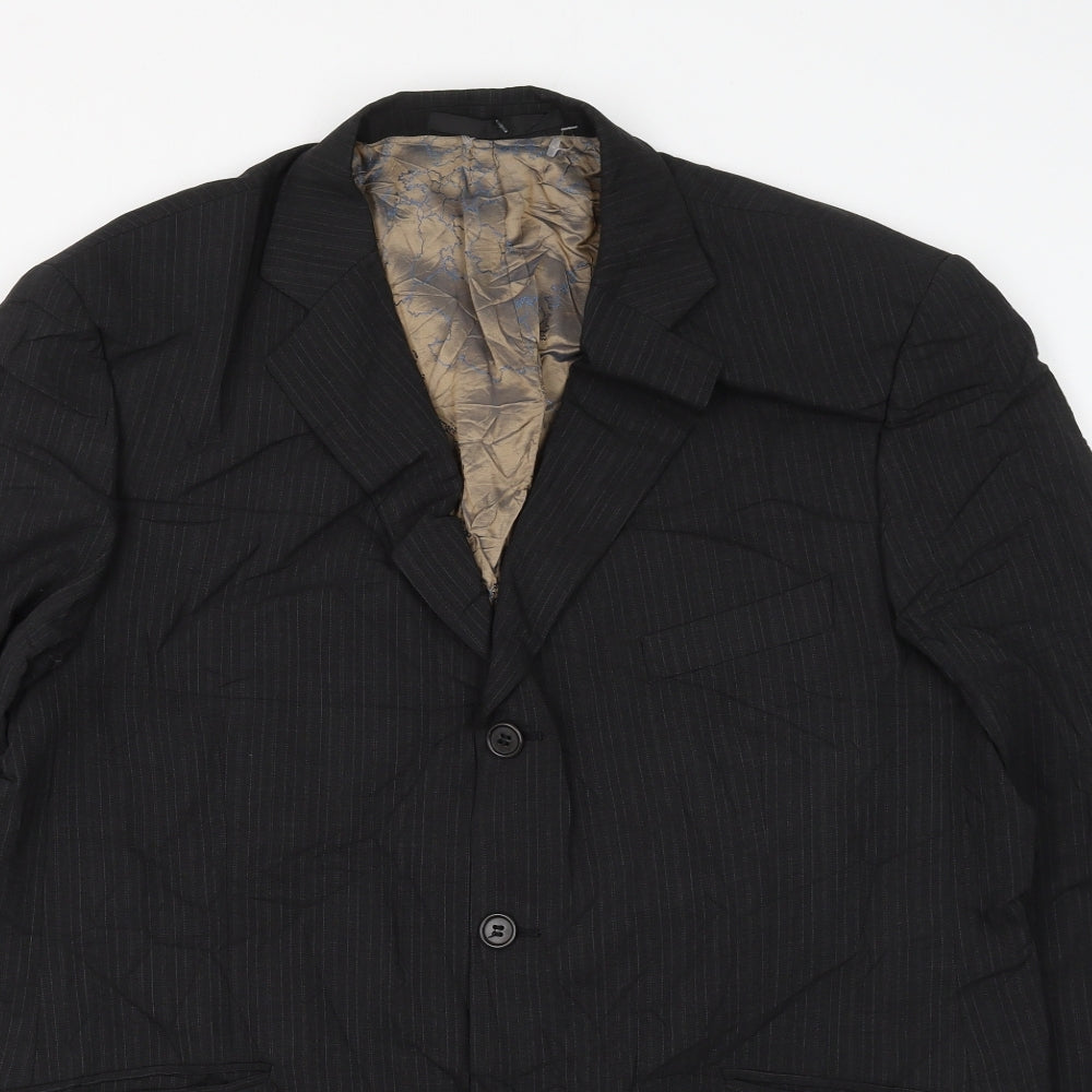 Marks and Spencer Mens Black Striped Wool Jacket Suit Jacket Size 44
