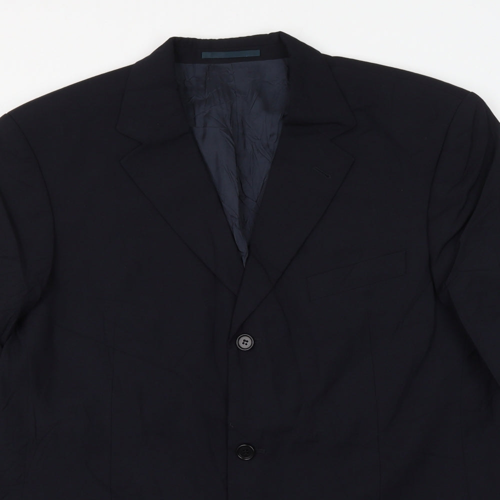 HUGO BOSS Mens Black Wool Jacket Suit Jacket Size 46