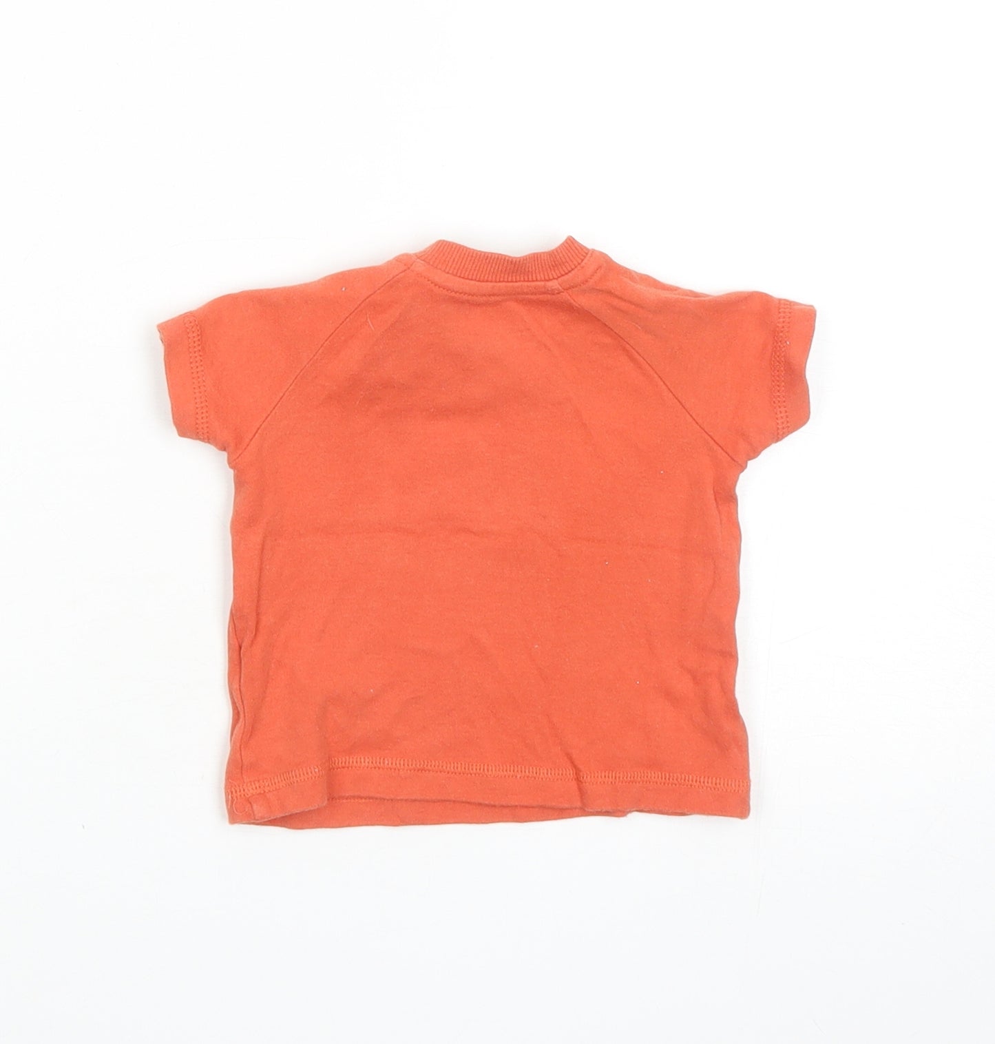 Nutmeg Baby Orange Cotton Basic T-Shirt Size 0-3 Months Round Neck Snap - Mickey Mouse