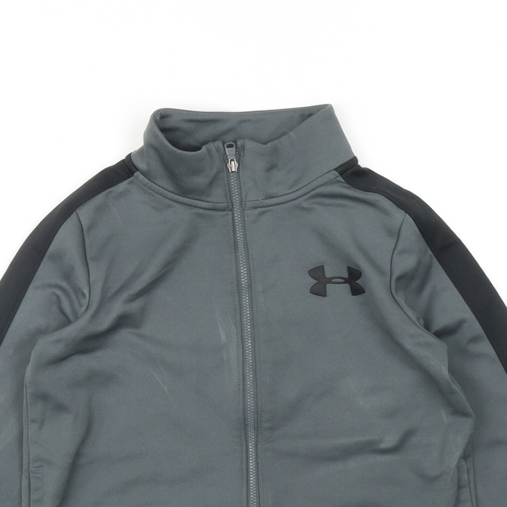 Under armour Boys Grey Polyester Full Zip Sweatshirt Size 7 Years Zip