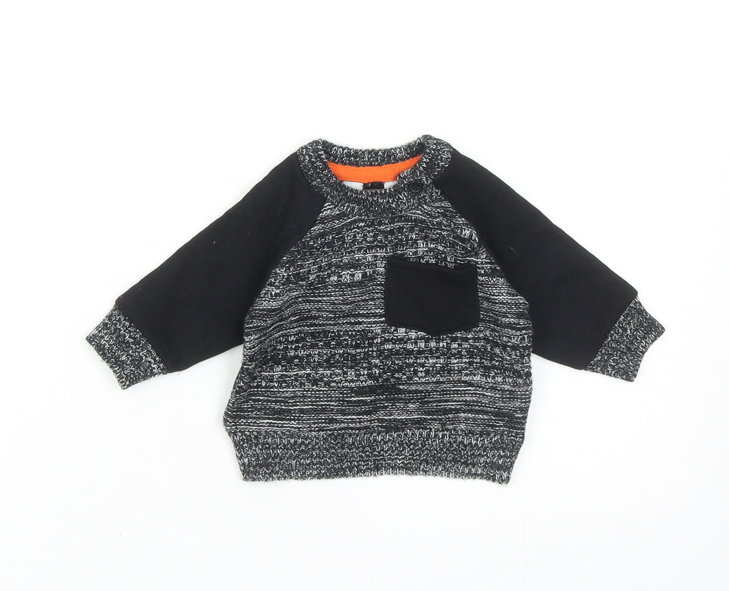 Primark Baby Grey Colourblock Cotton Pullover Jumper Size 0-3 Months Button