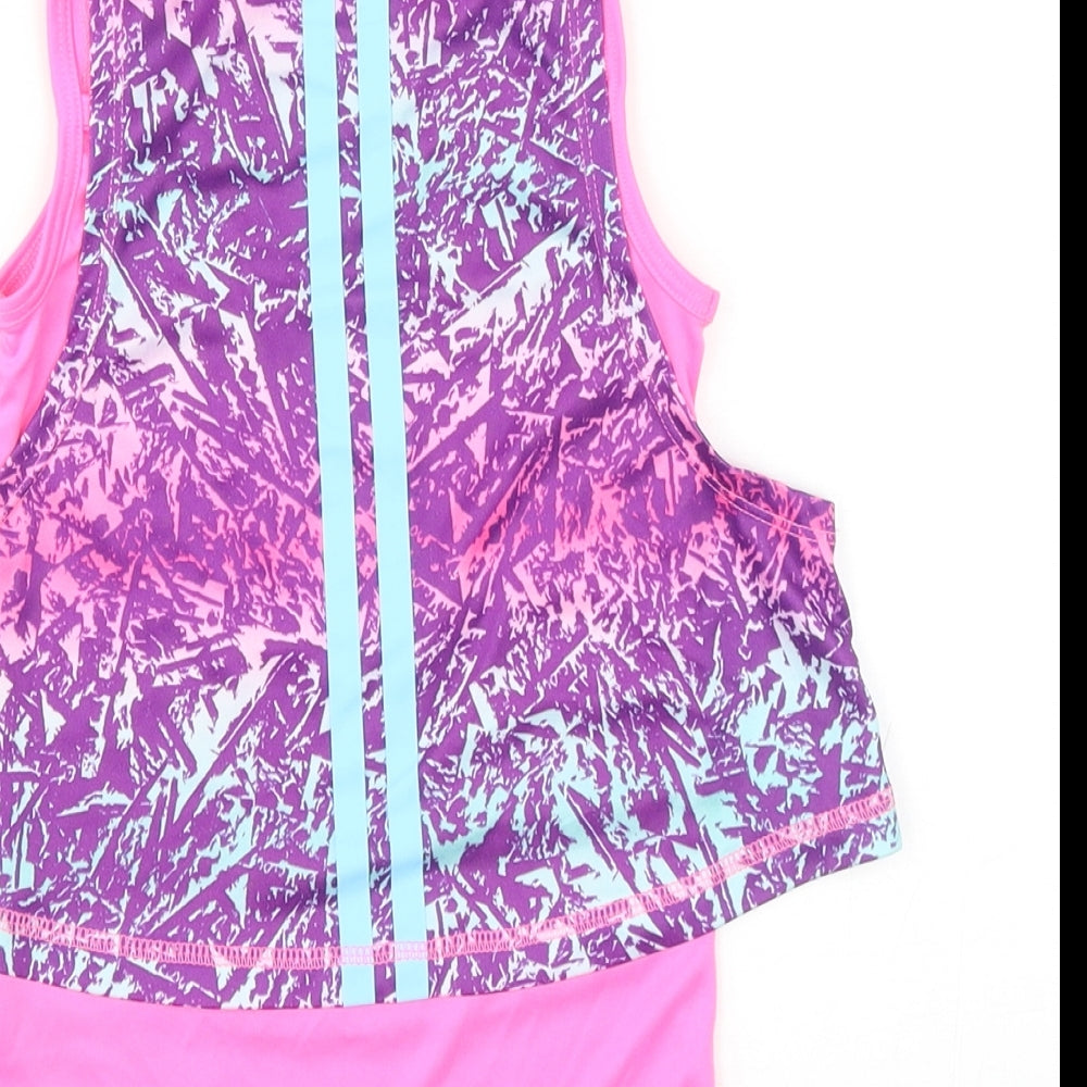 Lonsdale Girls Multicoloured Geometric Polyester Basic Tank Size 9-10 Years Round Neck Pullover - Fitness