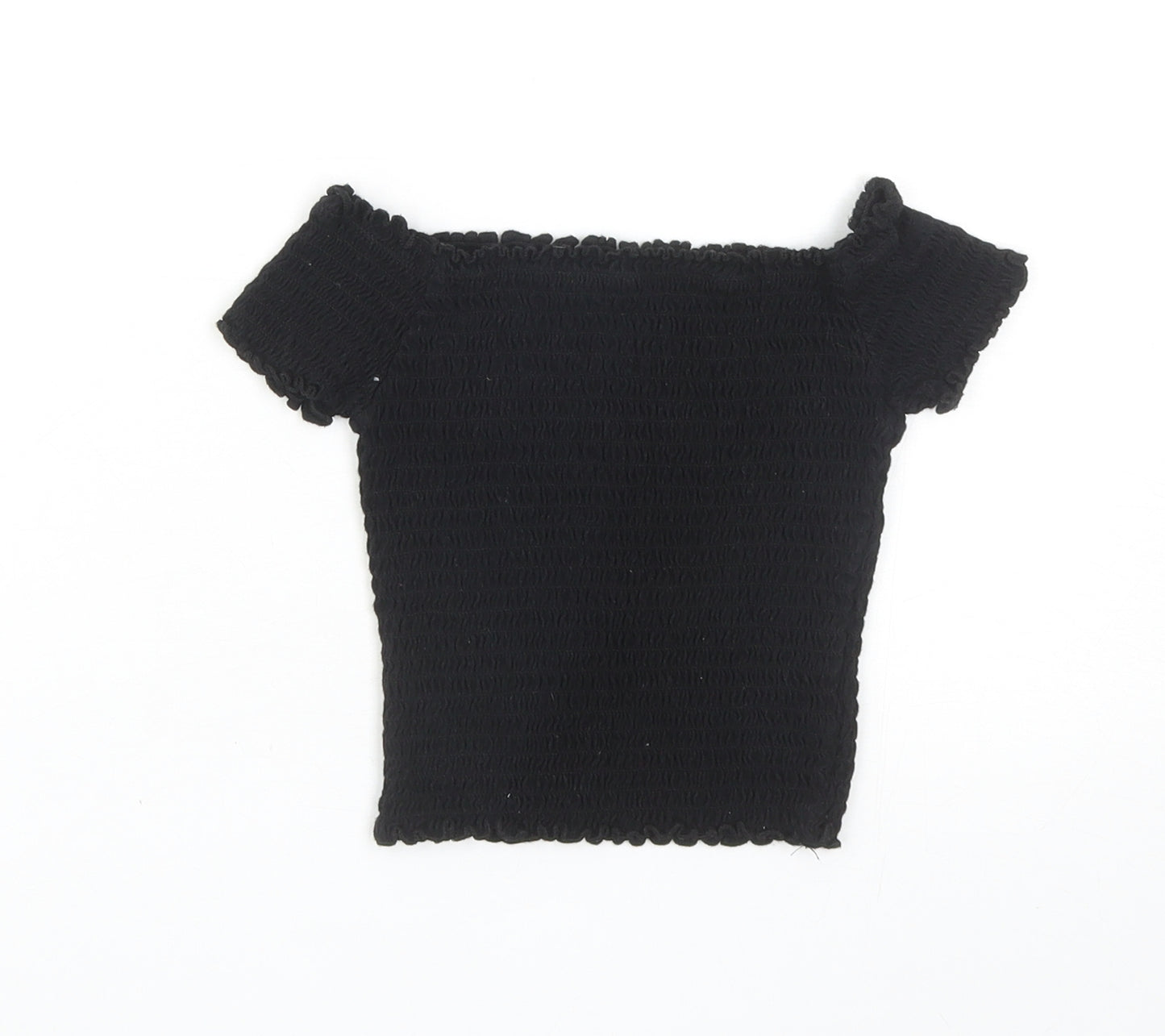Primark Womens Black Cotton Basic Blouse Size 2XS Off the Shoulder