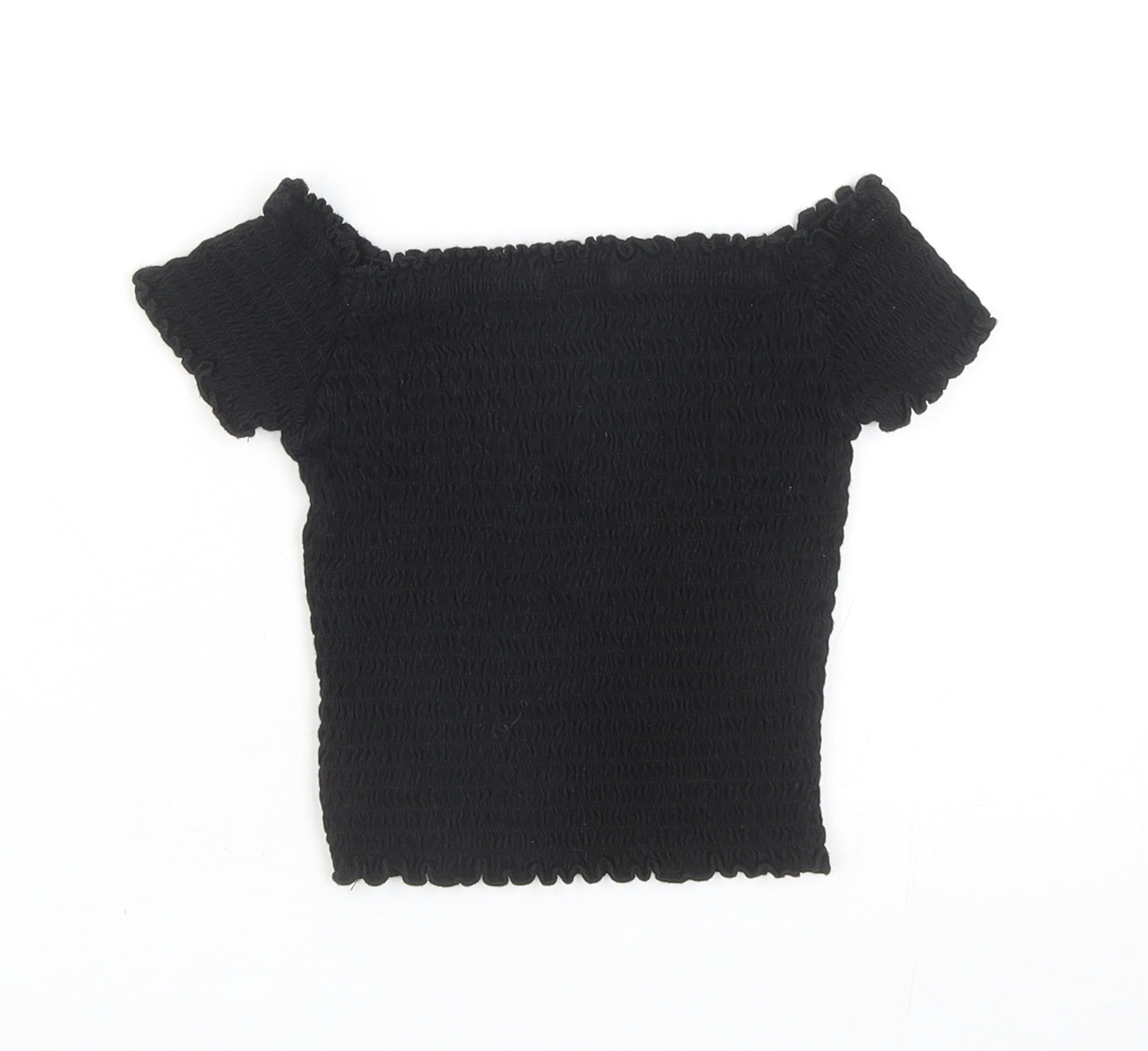 Primark Womens Black Cotton Basic Blouse Size 2XS Off the Shoulder