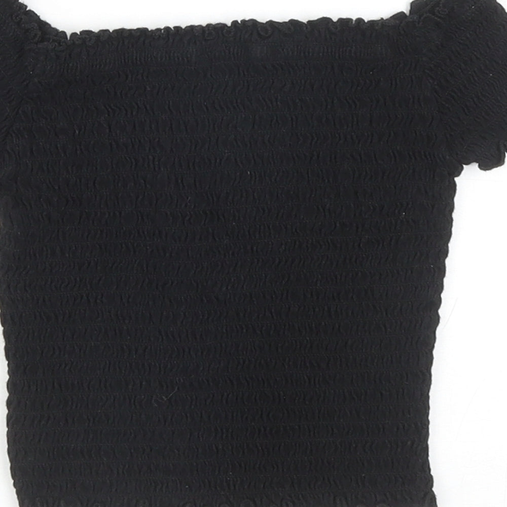 Primark Womens Black Cotton Basic Blouse Size 2XS Off the Shoulder
