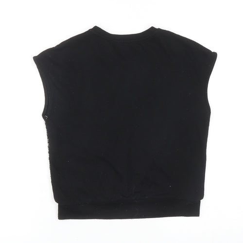 Very Girls Black Polyester Basic Blouse Size 7-8 Years Round Neck Pullover
