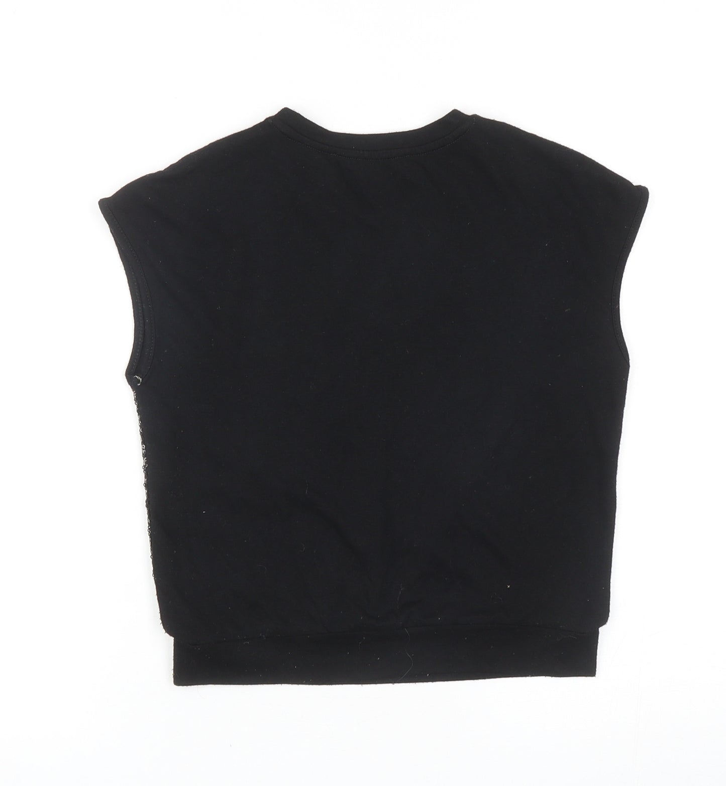 Very Girls Black Polyester Basic Blouse Size 7-8 Years Round Neck Pullover