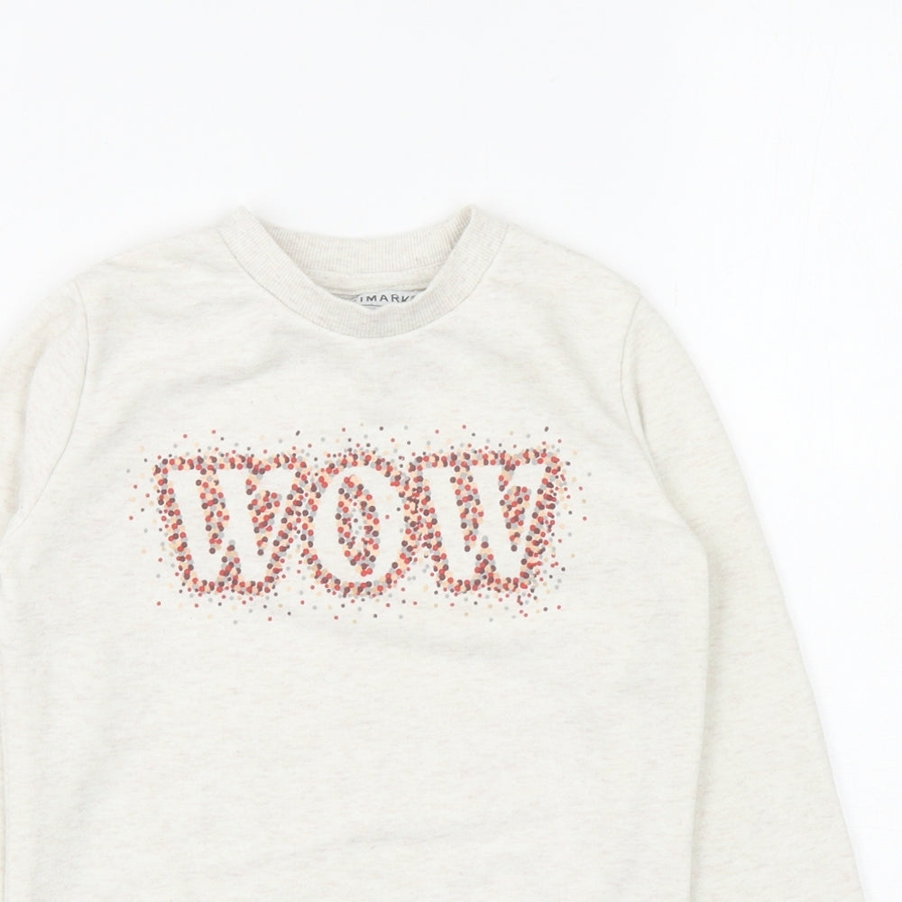 Primark Girls Ivory Cotton Pullover Sweatshirt Size 7-8 Years Pullover - WOW