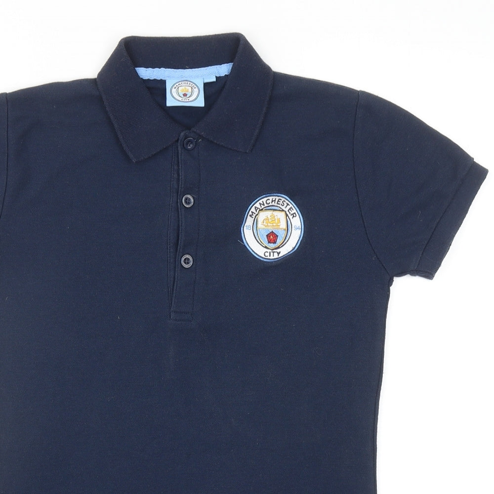 Manchester City FC Boys Blue Cotton Basic Polo Size 10 Years Collared Button