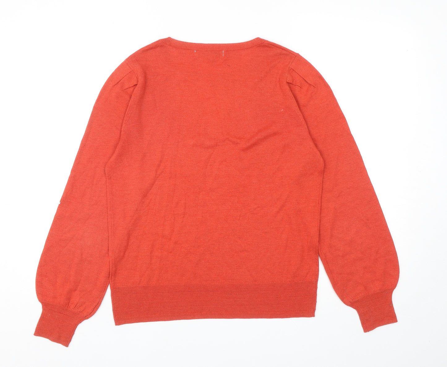NEXT Womens Orange Round Neck Polyester Pullover Jumper Size M