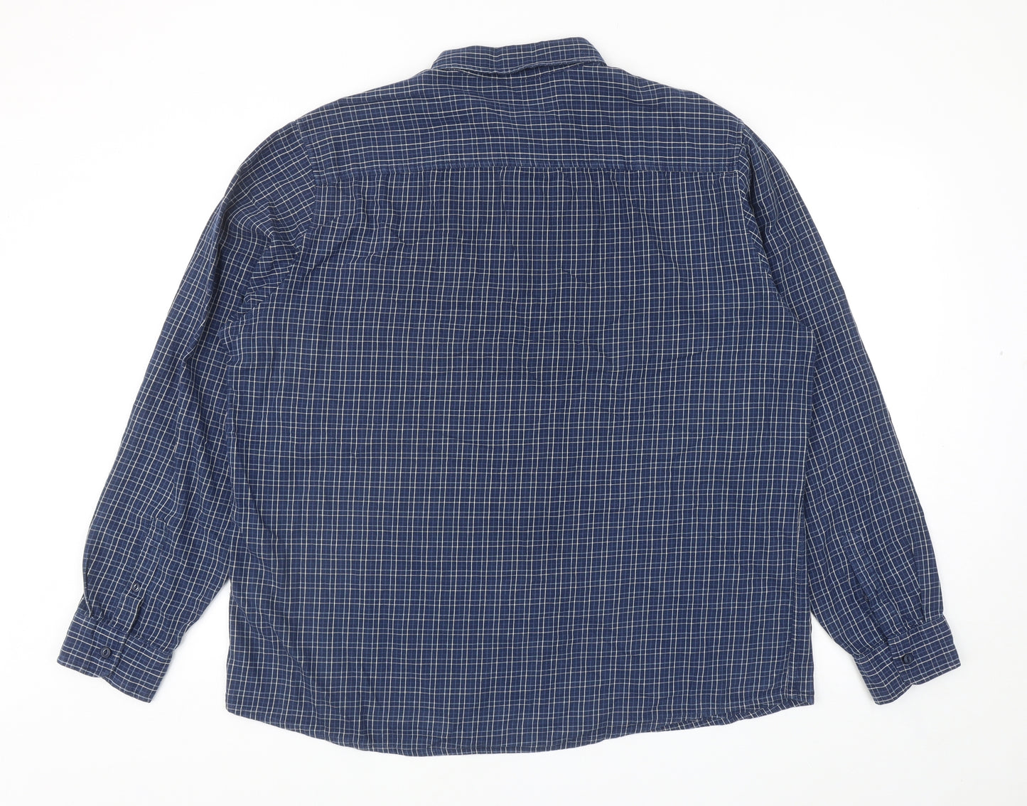 F&F Mens Blue Plaid Cotton Button-Up Size 2XL Collared Button