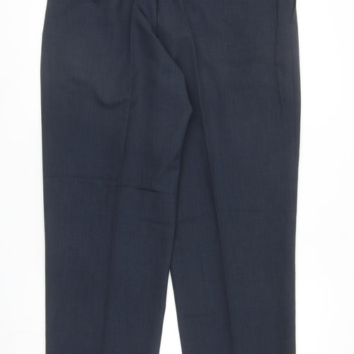 BHS Mens Blue Polyester Dress Pants Trousers Size 36 in L30 in Regular Zip