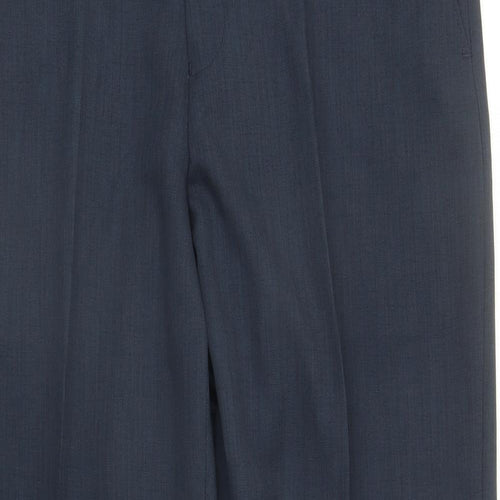 BHS Mens Blue Polyester Dress Pants Trousers Size 36 in L30 in Regular Zip