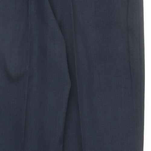 BHS Mens Blue Polyester Dress Pants Trousers Size 36 in L30 in Regular Zip