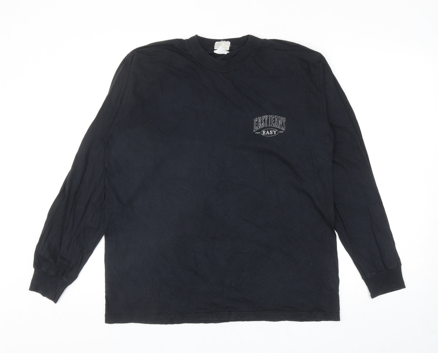 Easy Mens Black Polyester T-Shirt Size L Round Neck - Easy Jeans