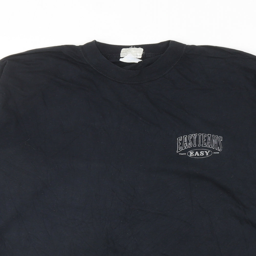 Easy Mens Black Polyester T-Shirt Size L Round Neck - Easy Jeans
