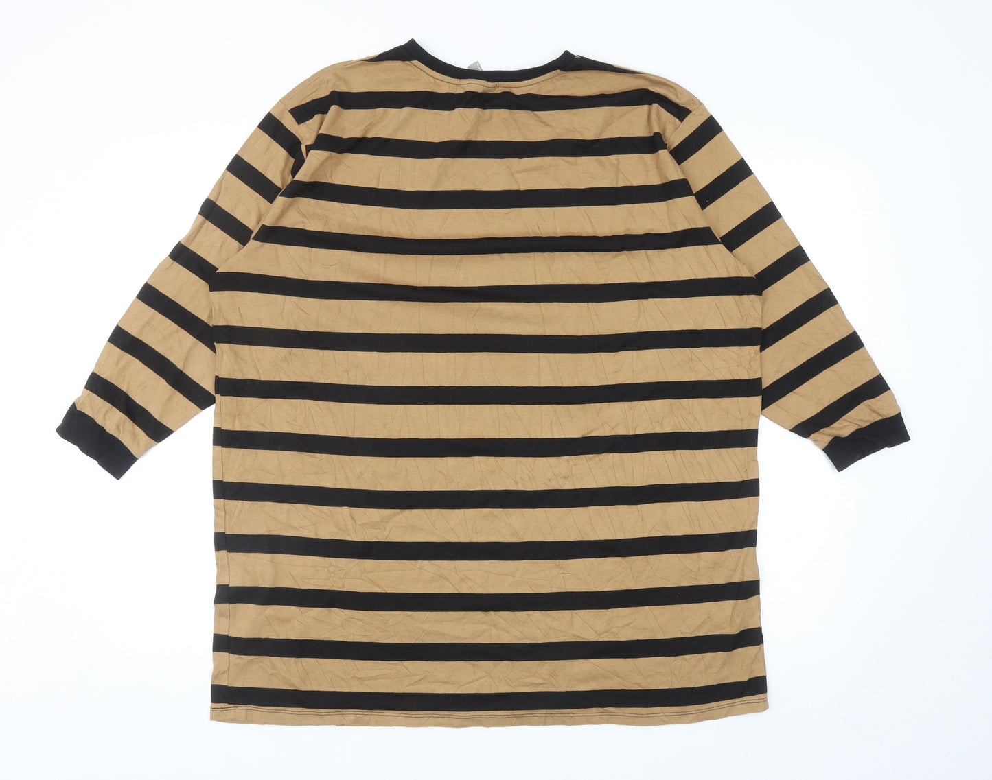 ASOS Womens Brown Striped Cotton Tunic T-Shirt Size 8 Round Neck