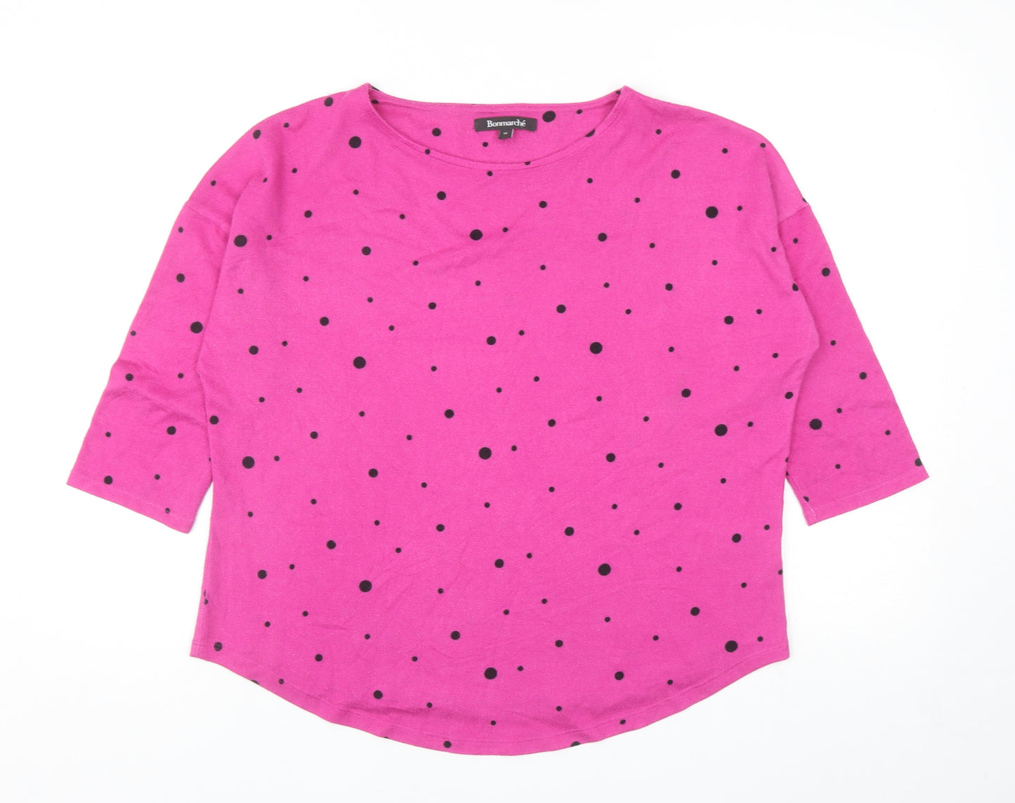 Bonmarché Womens Purple Boat Neck Polka Dot Polyester Pullover Jumper Size 14