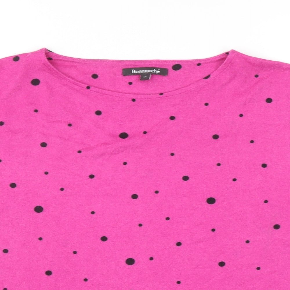 Bonmarché Womens Purple Boat Neck Polka Dot Polyester Pullover Jumper Size 14