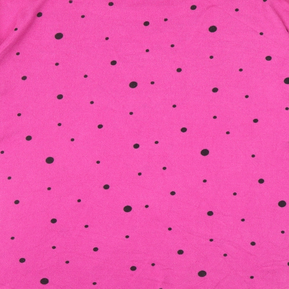 Bonmarché Womens Purple Boat Neck Polka Dot Polyester Pullover Jumper Size 14