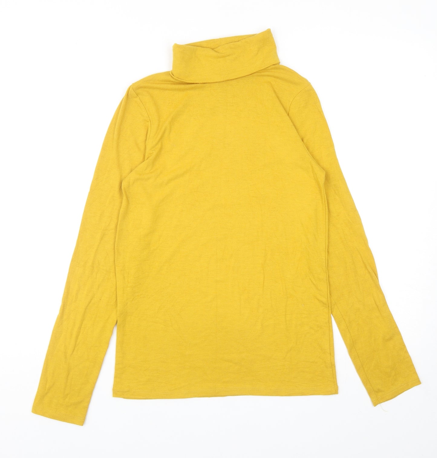George Womens Yellow Polyester Basic T-Shirt Size 8 Roll Neck