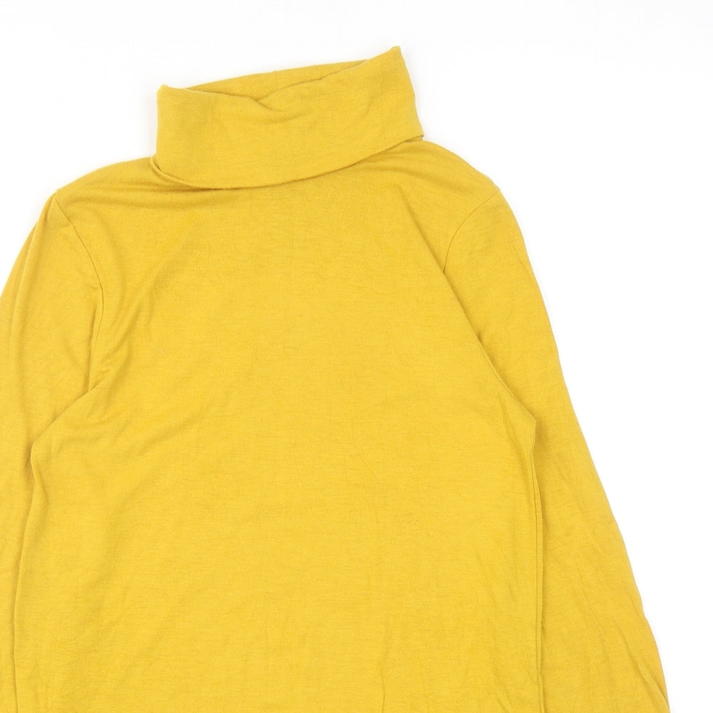 George Womens Yellow Polyester Basic T-Shirt Size 8 Roll Neck
