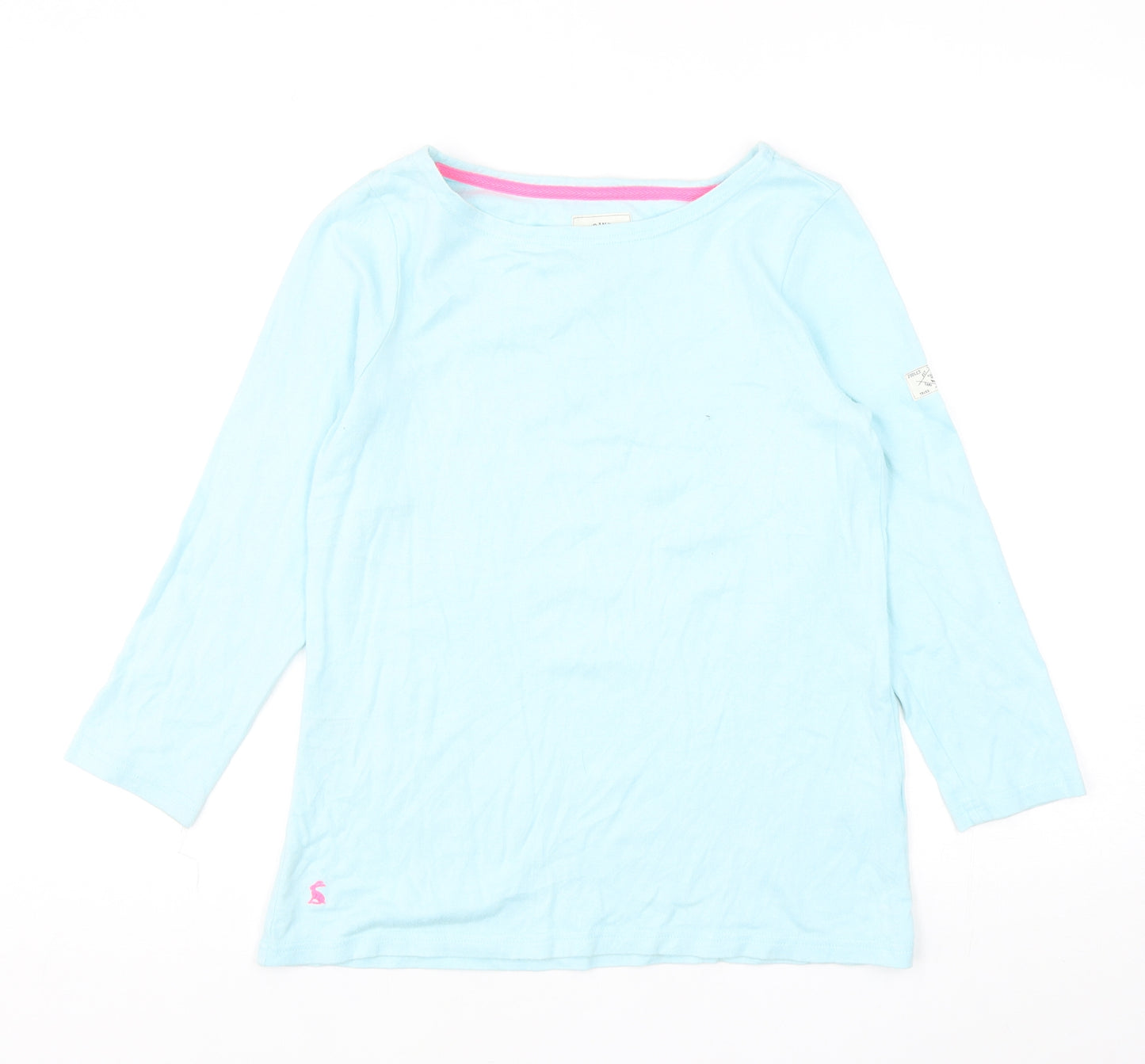 Joules Womens Blue Cotton Basic T-Shirt Size 8 Boat Neck