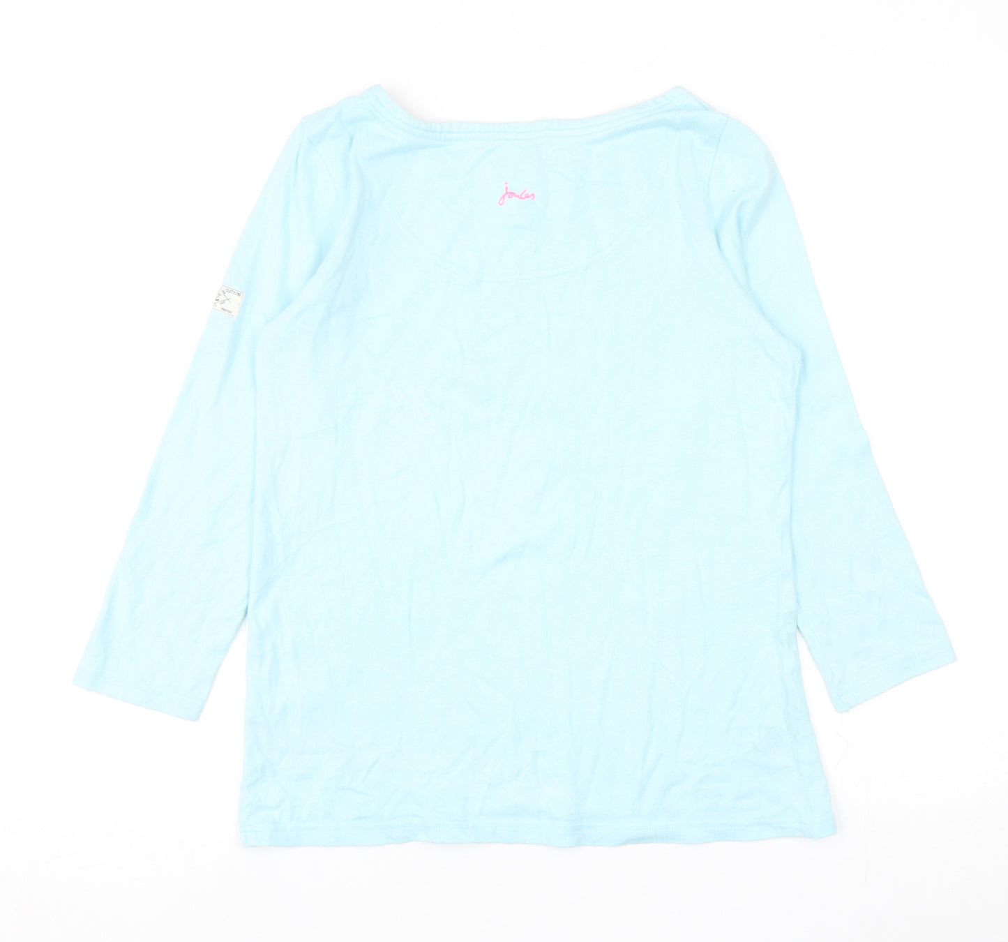 Joules Womens Blue Cotton Basic T-Shirt Size 8 Boat Neck