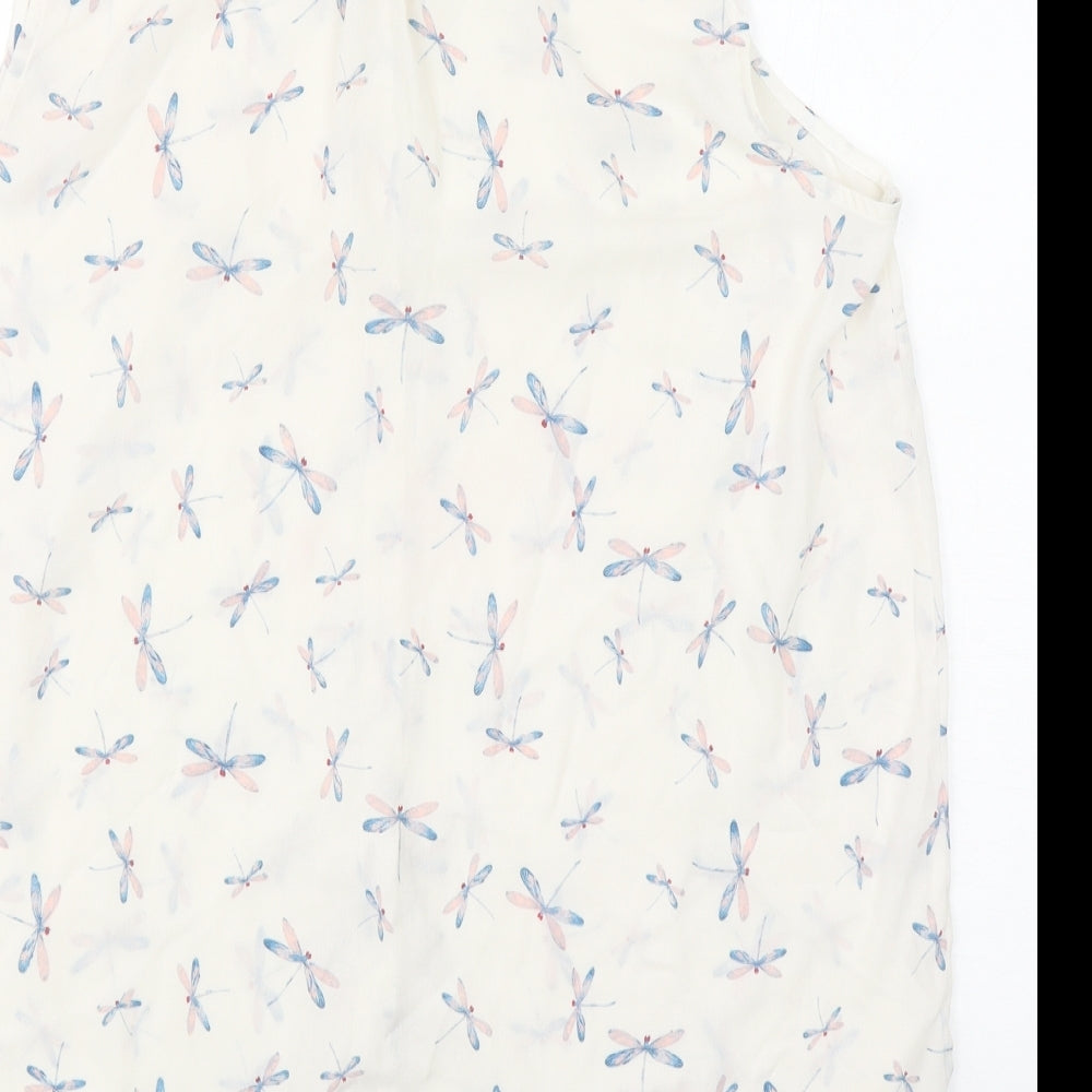George Womens Ivory Geometric Polyester Basic Button-Up Size 18 Collared - Dragonflies