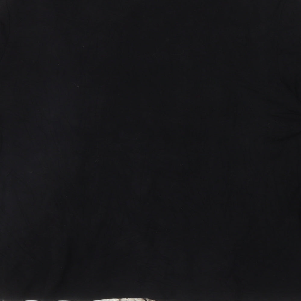 Roman Womens Black Viscose Basic Blouse Size 2XL Scoop Neck - Tiger Print, Jewelled Waist