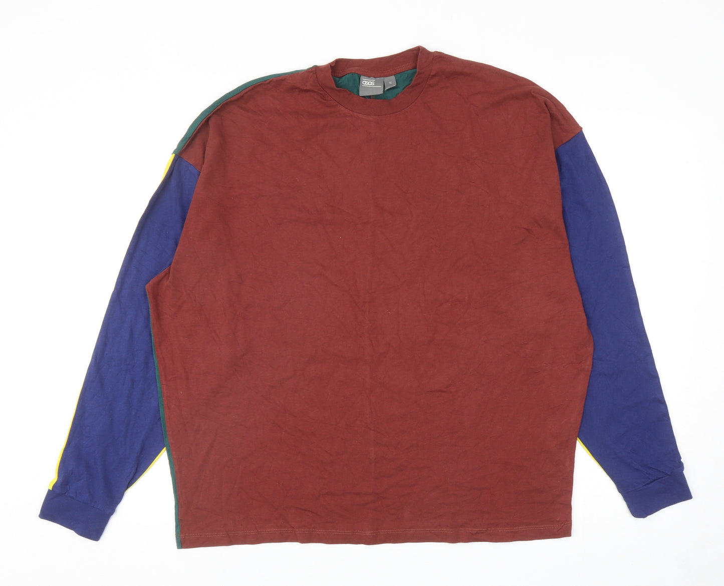 ASOS Mens Multicoloured Colourblock Cotton T-Shirt Size M Round Neck